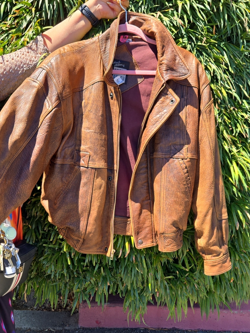 Michael Hoban North Beach Leather Brown Bomber Jacket MINT CONDITION Size 38